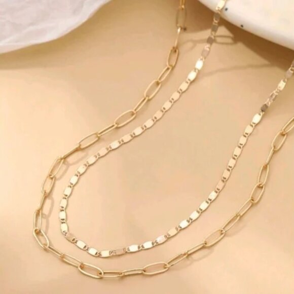 14K Gold Filled Paper Clip Layered Gold Filled Necklace - Picture 2 of 5